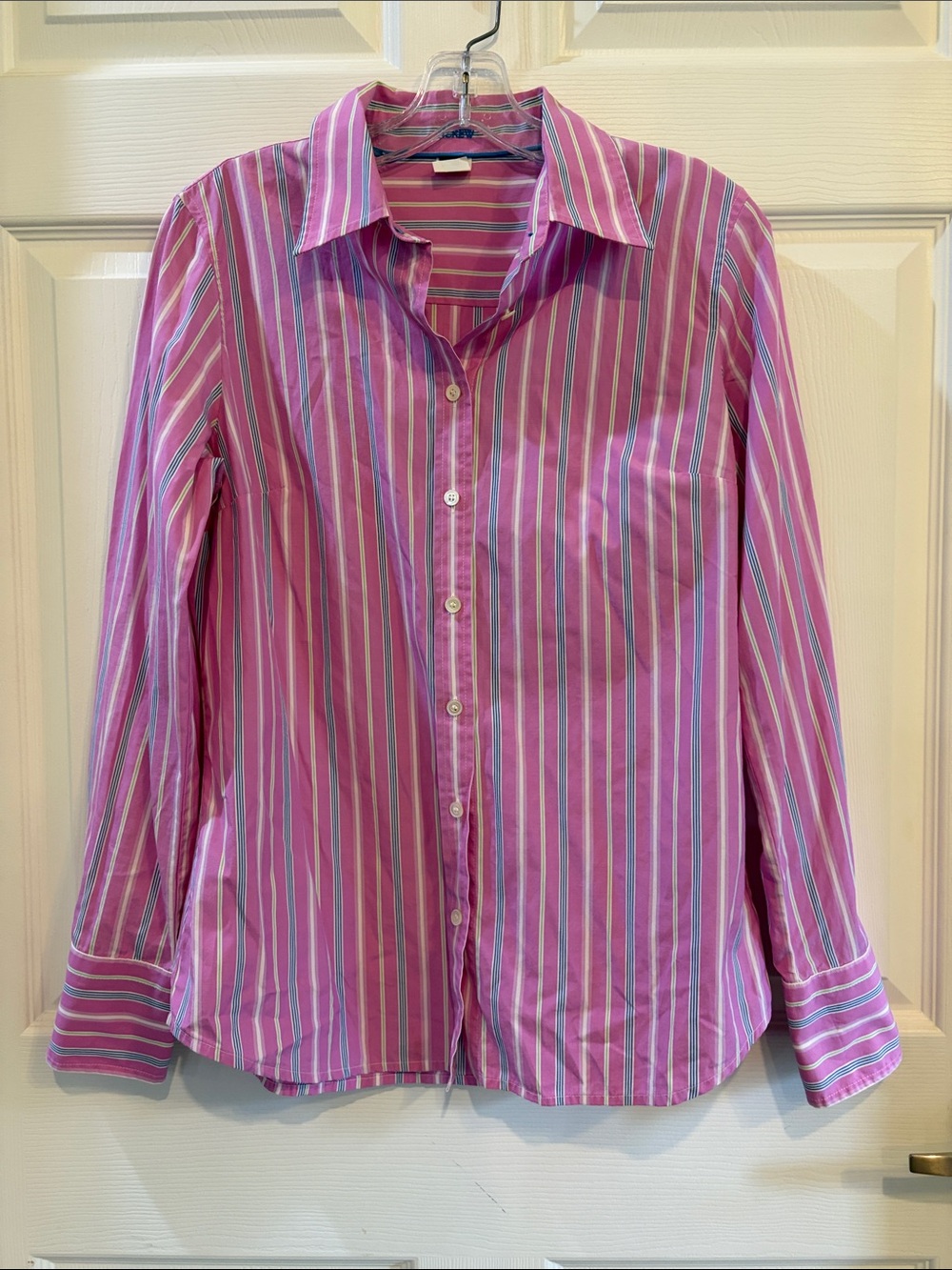J. Crew Pink & White Striped Button-Down Shirt